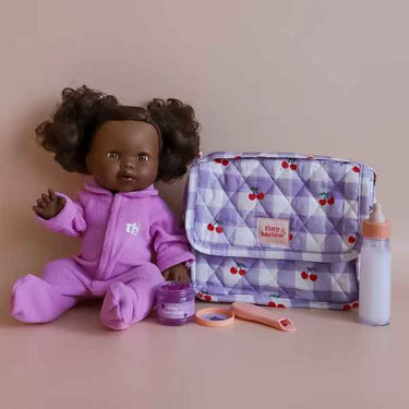 Dolls Nappy Bag Set - Lilac Cherry